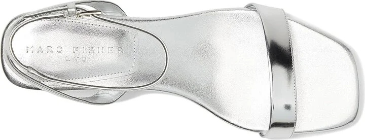 Marc Fisher LTD Alona Women's Wedge Shoes Silver Mirror Metallic Leather : 8 M, Leather/Rubber/Synthetic - Image 2