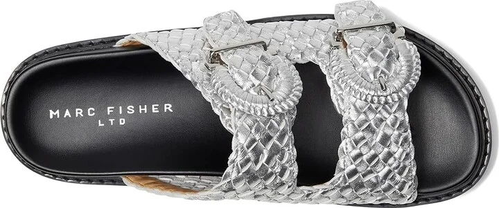 Marc Fisher LTD Auggie Women's Wedge Shoes Silver Leather : 11 M - Image 2