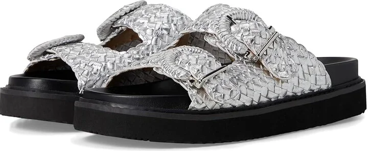 Marc Fisher LTD Auggie Women's Wedge Shoes Silver Leather : 11 M