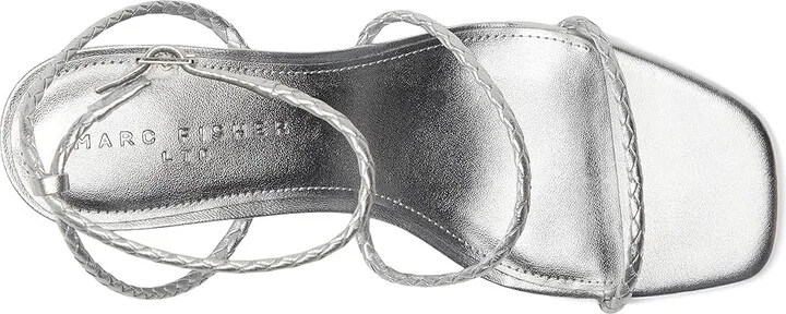 Marc Fisher LTD Beylee Women's Dress Sandals Silver Leather : 6.5 M, Rubber/Synthetic - Image 2