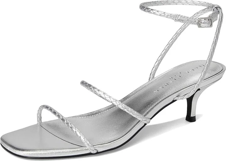Marc Fisher LTD Beylee Women's Dress Sandals Silver Leather : 6.5 M, Rubber/Synthetic - Image 5