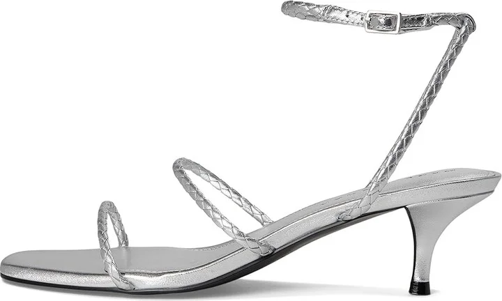 Marc Fisher LTD Beylee Women's Dress Sandals Silver Leather : 6.5 M, Rubber/Synthetic - Image 6