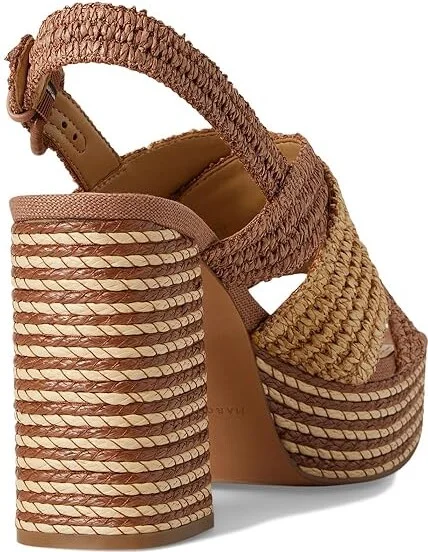 Marc Fisher LTD Caddy Women's Wedge Shoes Dark Tan/Natural : 9 M, Synthetic - Image 4