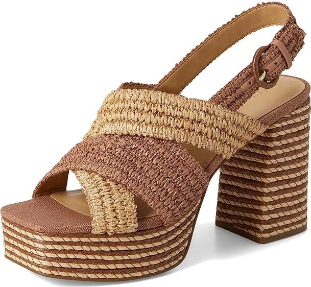Marc Fisher LTD Caddy Women's Wedge Shoes Dark Tan/Natural : 9 M, Synthetic - Image 5