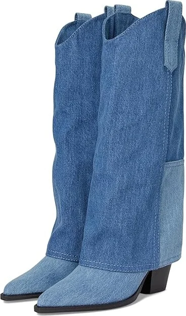 Marc Fisher LTD Harlo Women's Boots Dark Blue Denim : 8.5 M, Leather/Rubber/Textile