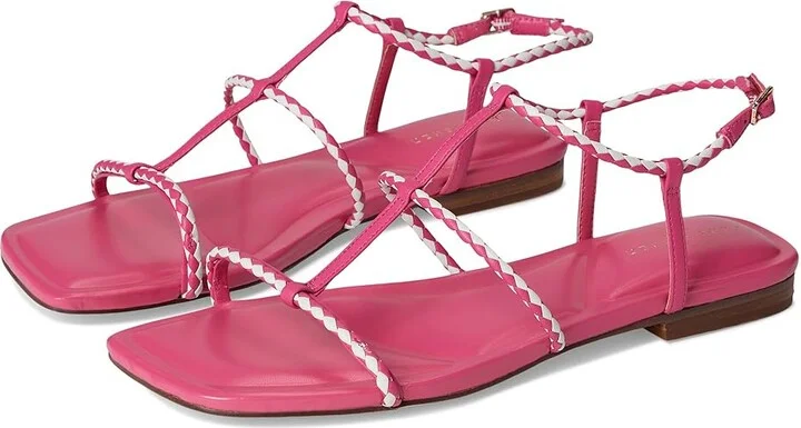 Marc Fisher LTD Maze Women's Dress Sandals Pink/White Leather : 6.5 M, Rubber/Synthetic