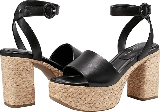Marc Fisher LTD Palyca Women's Sandals Black Leather : 7.5 M, Leather/Rubber