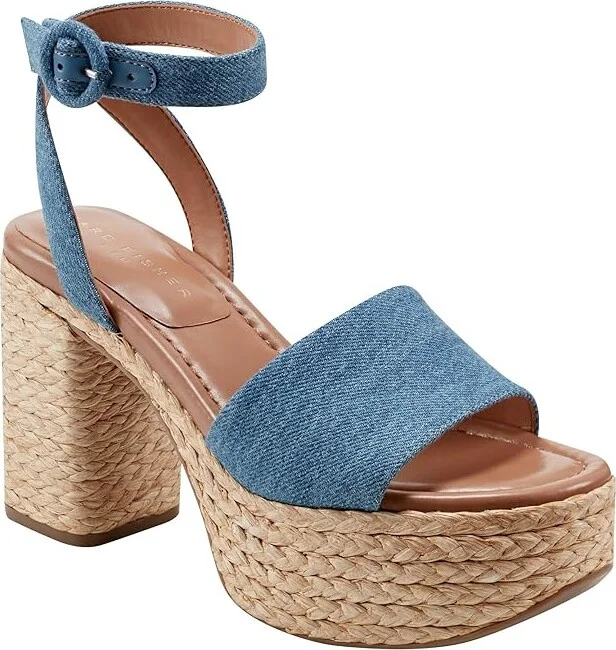 Marc Fisher LTD Palyca Women's Sandals Dark Blue Denim : 9.5 M, Leather/Rubber - Image 5