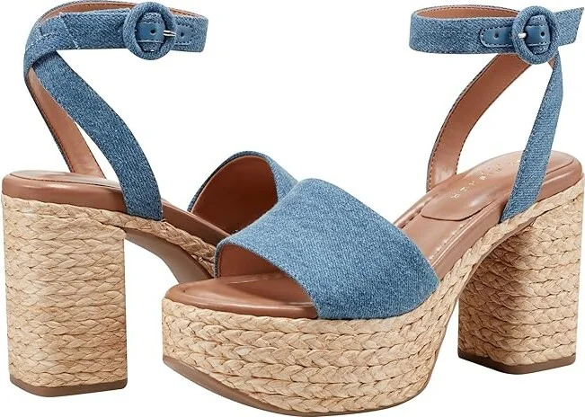 Marc Fisher LTD Palyca Women's Sandals Dark Blue Denim : 9.5 M, Leather/Rubber