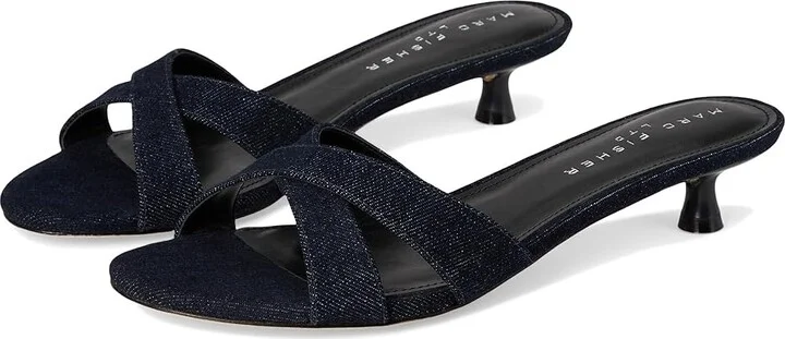 Marc Fisher LTD Tracey Women's Dress Sandals Dark Blue Denim : 8.5 M, Synthetic