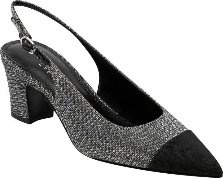 Marc Fisher Ltd Women's Blakeley Pointy Toe Dress Slingback Pumps - Silver/Black