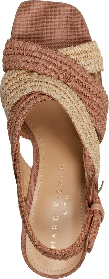 Marc Fisher Ltd Women's Caddy Square Toe Dress Sandals - Dark Tan/Natural - Image 4