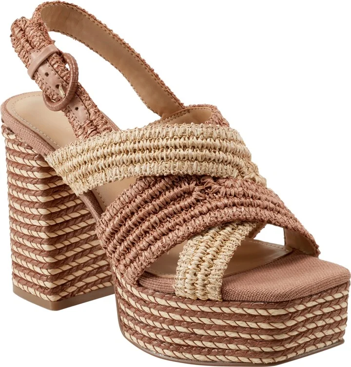 Marc Fisher Ltd Women's Caddy Square Toe Dress Sandals - Dark Tan/Natural