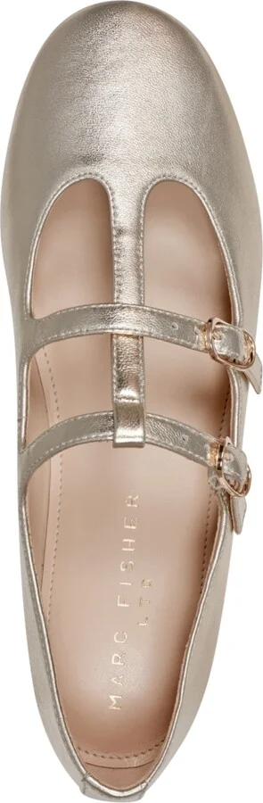 Marc Fisher Ltd Women's Evie Double Buckle T-Strap Flats - Image 4