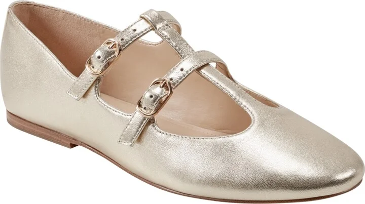 Marc Fisher Ltd Women's Evie Double Buckle T-Strap Flats