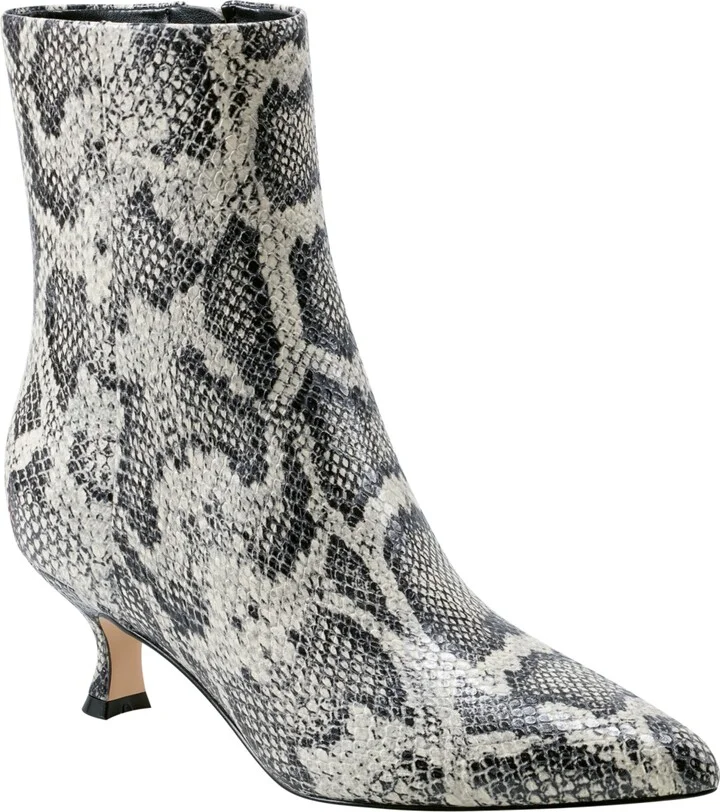 Marc Fisher Ltd Women's Iggy Pointy Toe Dress Booties - Black/White Snake Leather Multi