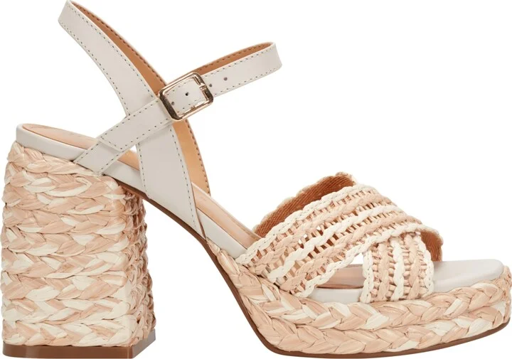 Marc Fisher Ltd Women's Juliey Woven Block Heel Platform Sandals - Cream/Natural - Image 2