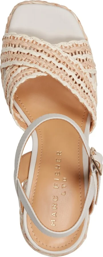 Marc Fisher Ltd Women's Juliey Woven Block Heel Platform Sandals - Cream/Natural - Image 4