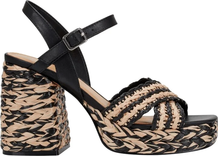 Marc Fisher Ltd Women's Juliey Woven Block Heel Platform Sandals - Cream/Natural - Image 6
