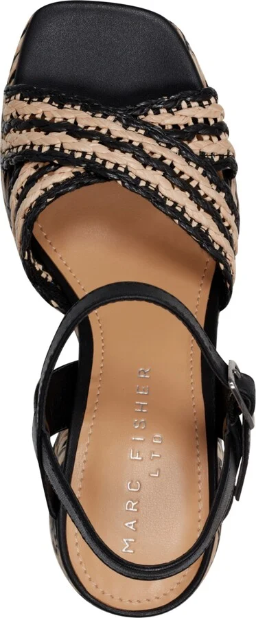 Marc Fisher Ltd Women's Juliey Woven Block Heel Platform Sandals - Cream/Natural - Image 8