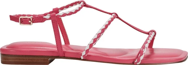 Marc Fisher Ltd Women's Maze Braided Caged Flat Sandals - Pink/White Leather - Image 2