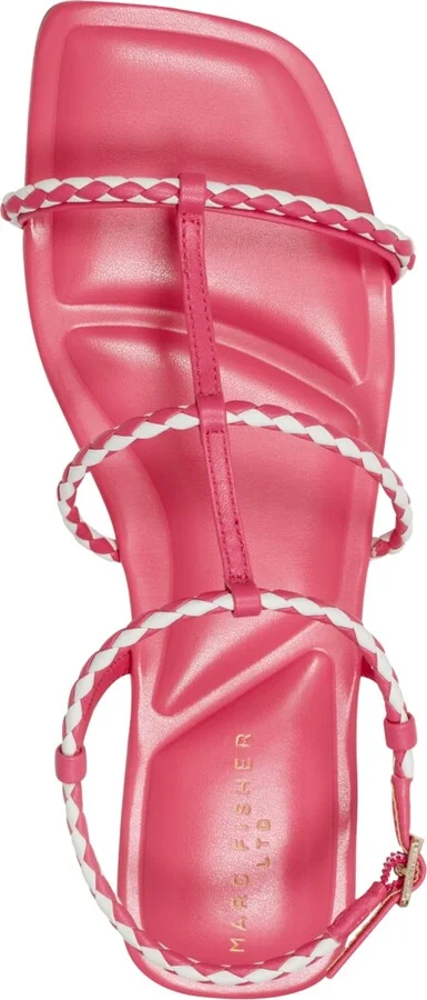 Marc Fisher Ltd Women's Maze Braided Caged Flat Sandals - Pink/White Leather - Image 4