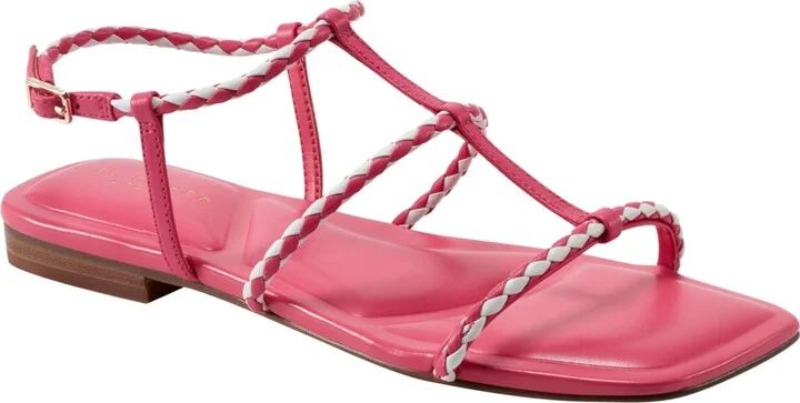 Marc Fisher Ltd Women's Maze Braided Caged Flat Sandals - Pink/White Leather