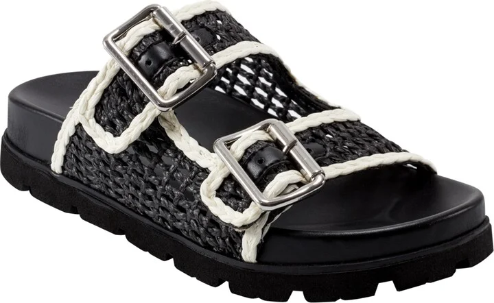 Marc Fisher Ltd Women's Mylan Woven Buckle Straps Flat Sandals