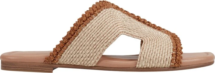 Marc Fisher Ltd Women's Nashie Slip On Square Toe Flat Sandals - Pink/Dark Natural - Image 10