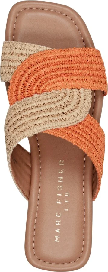 Marc Fisher Ltd Women's Navie Slip-On Flat Sandals - Orange/Natural - Image 4