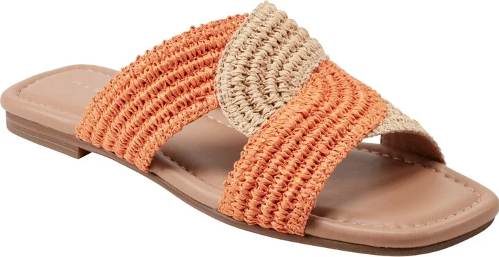 Marc Fisher Ltd Women's Navie Slip-On Flat Sandals - Orange/Natural