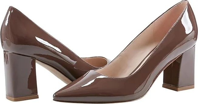 Marc Fisher LTD Zala High Women's Heels Dark Brown Patent Leather : 7.5 M, Leather/Synthetic