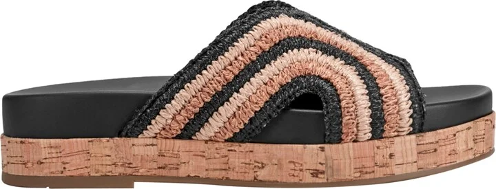 Marc Fisher Women's Erim Woven Slip-On Flatform Sandals - Black/Brown Multi - Image 2