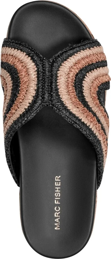 Marc Fisher Women's Erim Woven Slip-On Flatform Sandals - Black/Brown Multi - Image 4