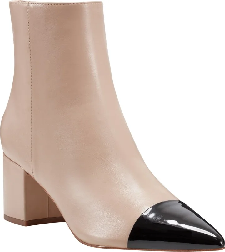 Marc Fisher Women's Jelanie Pointy Toe Dress Ankle Booties - Light Natural/Black