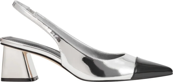Marc Fisher Women's Laglie Pointy Toe Dress Slingback Pumps - Silver/Black Multi - Image 2