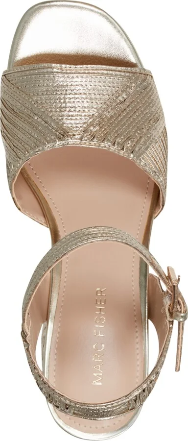 Marc Fisher Women's Seleny Metallic High Block Heel Platform Sandals - Image 8