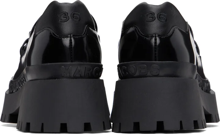 Marc Jacobs Black 'The Leather Barcode Monogram' Loafers - Image 2