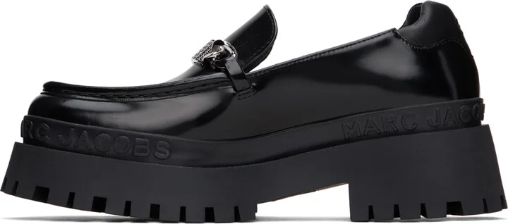 Marc Jacobs Black 'The Leather Barcode Monogram' Loafers - Image 3