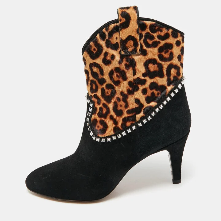 Marc Jacobs Brown/Black Calf Hair and Suede Ankle Length Boots Size 37