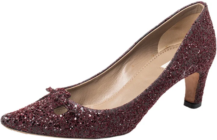 Marc Jacobs Burgundy Glitter Slip on Pumps Size 37