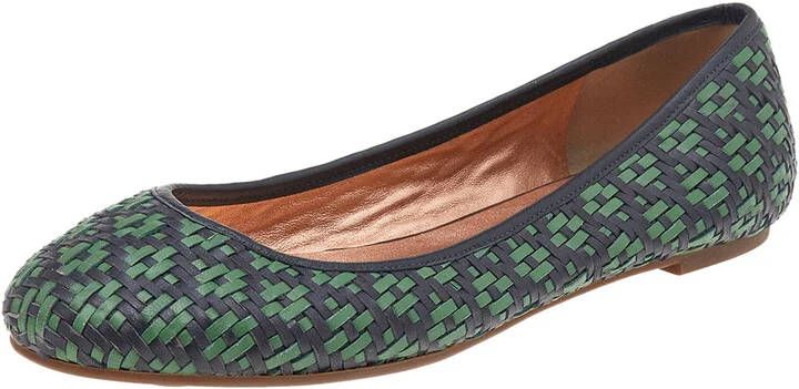 Marc Jacobs Green/Black Braided Leather Ballet Flats Size 38