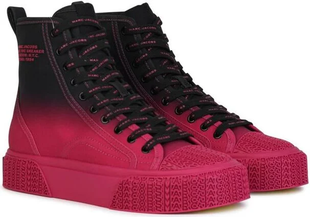 Marc Jacobs 'Hight Top' Black And Fuchsia Canvas Sneakers - Image 2