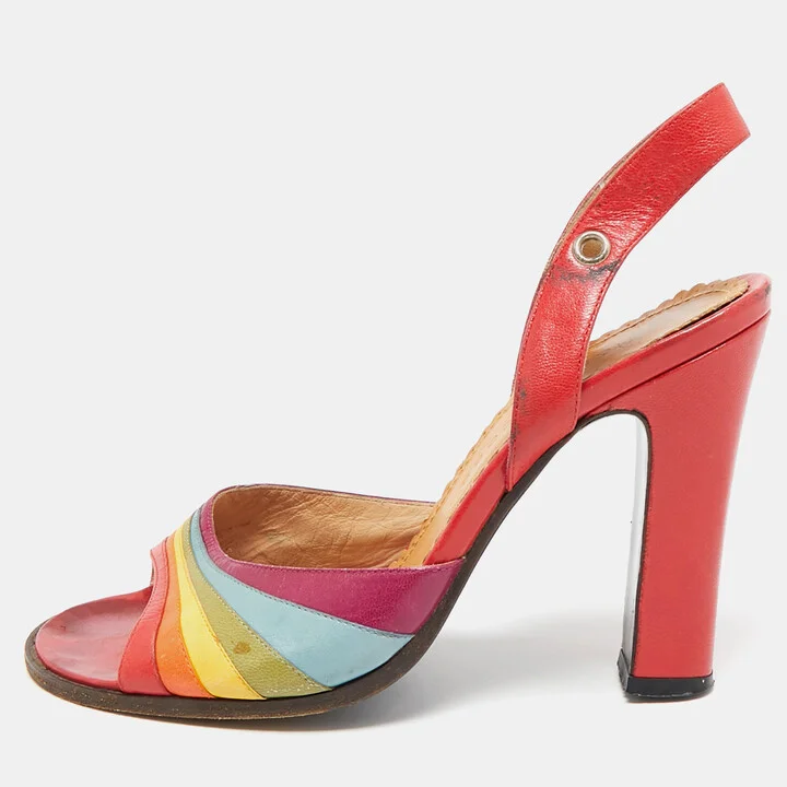Marc Jacobs Multicolor Leather Open Toe Slingback Sandals Size 37