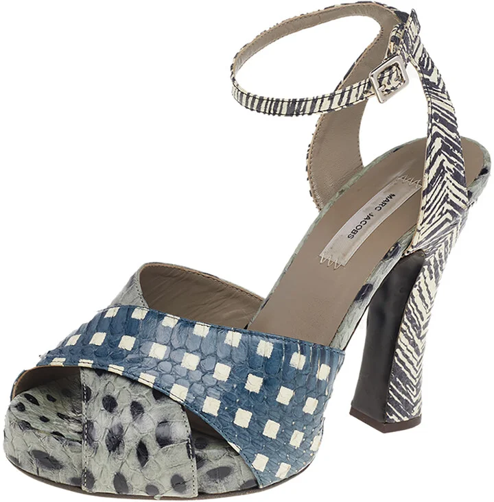 Marc Jacobs Multicolor Python Leather Ankle Strap Sandals Size 35.5