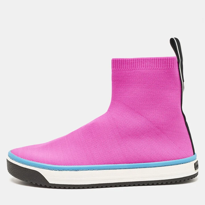 Marc Jacobs Neon Pink Stretch Fabric Dart Socks Slip On Sneakers Size 40
