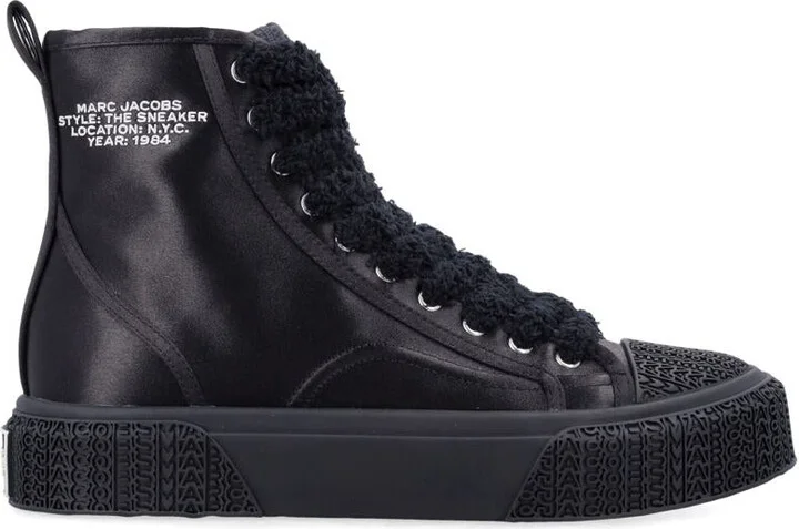 Marc Jacobs The High Top Black Satin Woman'S Sneakers