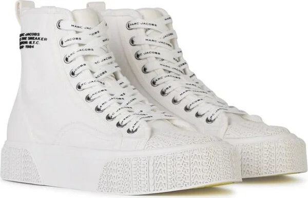 Marc Jacobs 'The High Top' White Canvas Sneakers - Image 3