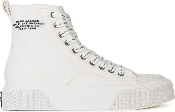 Marc Jacobs 'The High Top' White Canvas Sneakers