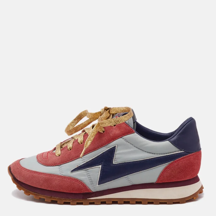 Marc Jacobs Tricolor Suede and Leather Lace Up Sneakers Size 37